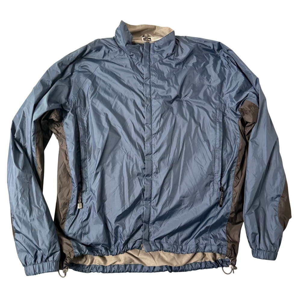The North Face Stow Pocket Packable Windbreaker Jacket Men XL Blue Outdoor Nylon